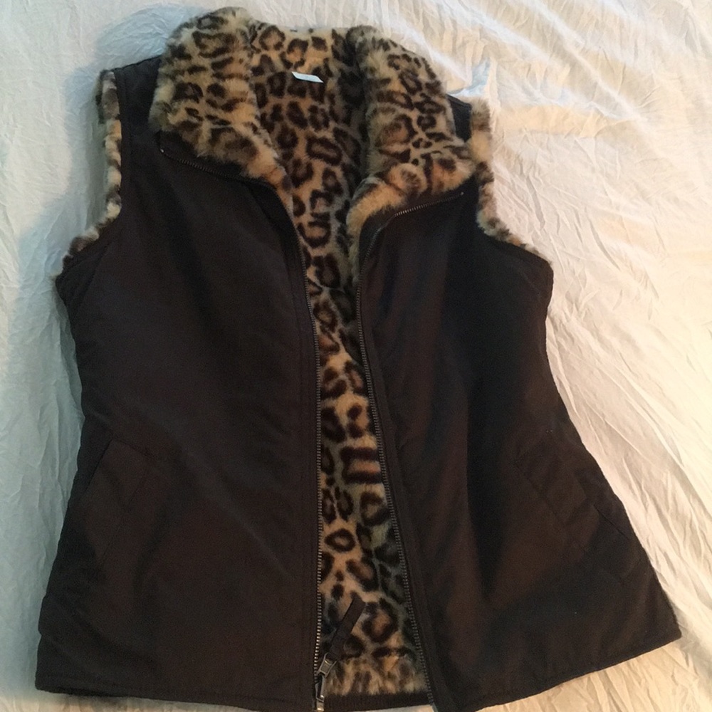 Gap vest, Cheetah print and Brown